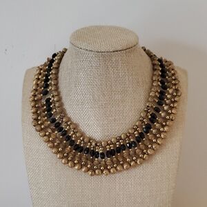 Gold-tone and Black Beaded Necklace